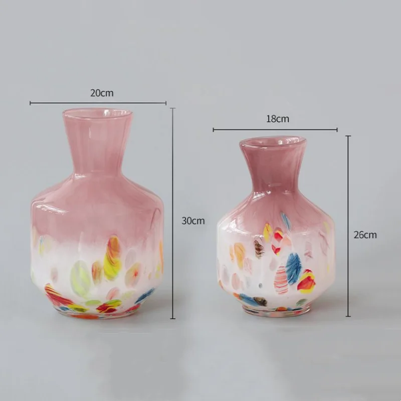 

A1 Pink Glass Vase Irregular Graffiti Gradient Flower Vase Hydroponics Terrarium Flower Vase Home Decoration Accessories