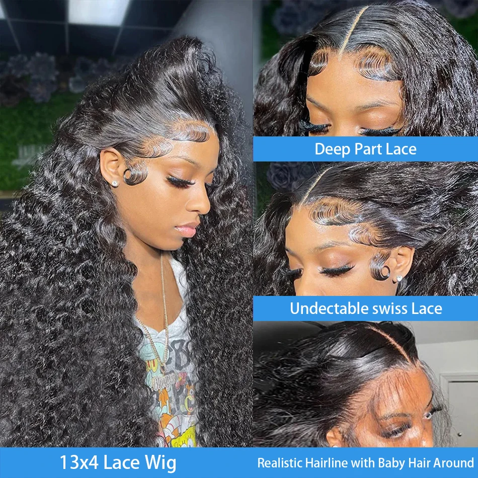 30 Inch Water Diepe Golf 13X6 Hd Kant Voorkant Pruik Krullend Menselijk Haar Pruiken 13X4 Pre Geplukte Braziliaanse Remy Deep Wave Lace Frontale Pruik