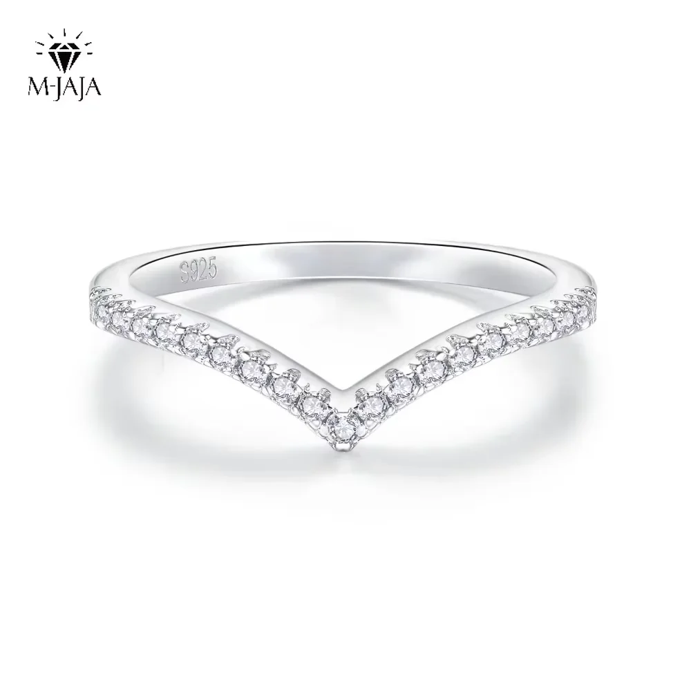 Moissanite Curved Wedding Band Women 925 Sterling Silver Diamond Engagement Ring Promise Ring 18K White Gold Plated Fine Jewelry