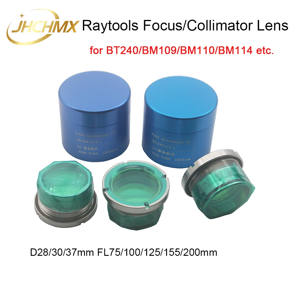 

JHCHMX Fiber Laser Collimator Focusing Lens With-holder D28/30/37 F75/100/125/155/200 for Raytools Fiber Laser Head Parts