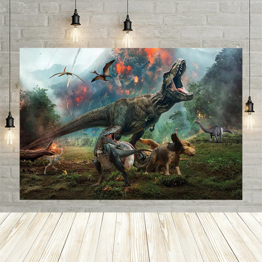Cậu Bé Khủng Long Trang Trí Sinh Nhật Phông Nền Rừng Sơ Sinh Chụp Ảnh Chân Dung Nền Tùy Chỉnh Poster Ảnh Phòng Thu Photophone