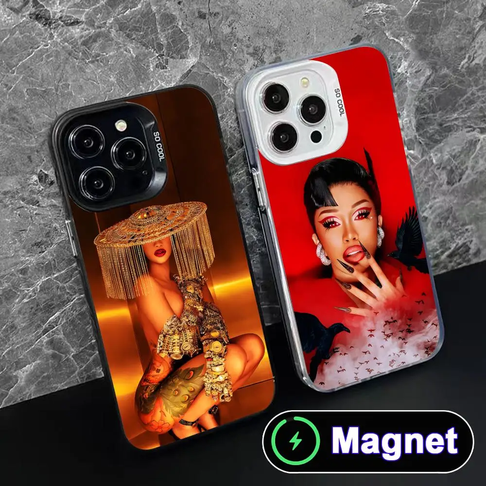 

Cardi B Translucent MagSafe Mobile Phone Case for iPhone 17 16 15 14 13 12 11 Air Pro Max Plus Colorful Cover