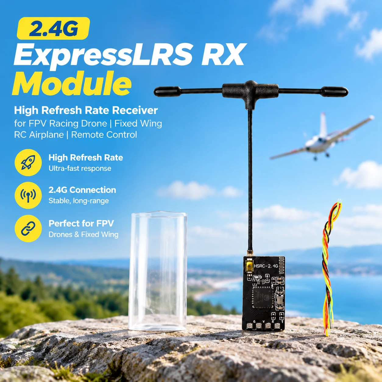 2.4G ExpressLRS RX Module High Refresh Rate Receiver for FPV Racing Drone Fixed Wing RC Airplane Remote Control