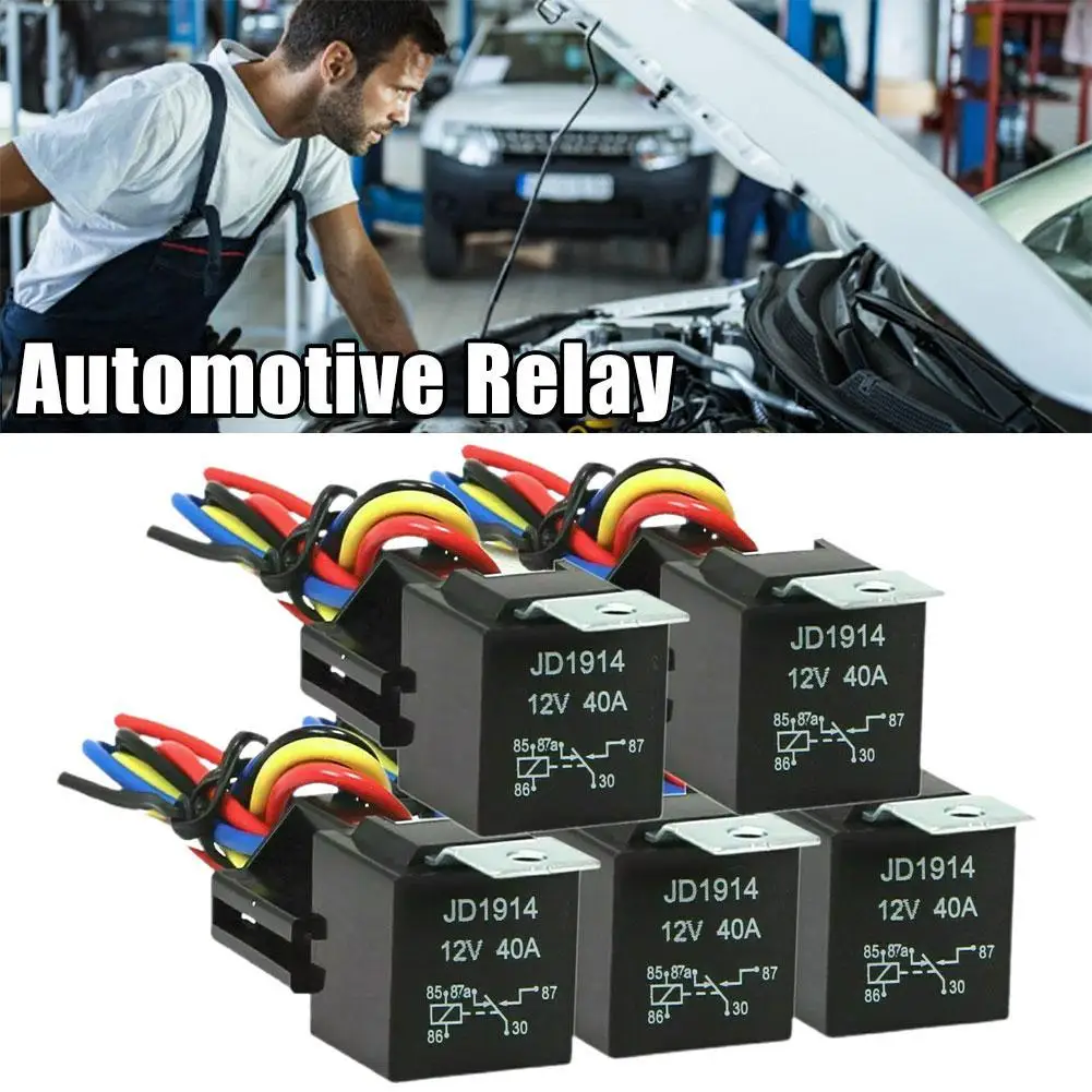 

Waterproof Automotive Relay 12V 24V 4pin 5pin 4P 5P 40A Car Relay With Black Red Copper Terminal Auto Relay With Relay Socket