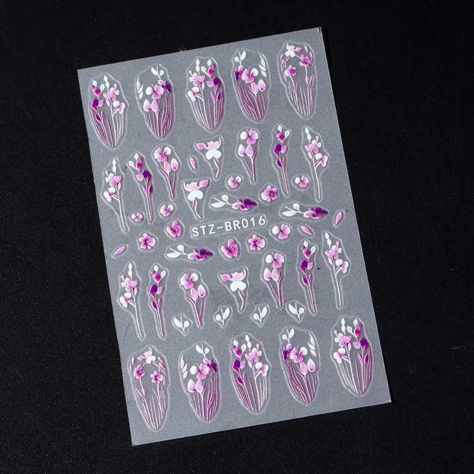 3Dパープルフラワーネイルステッカー,花の花びらのジェルポリッシュデカール,日曜大工のステッカー,装飾マニキュア,y2k