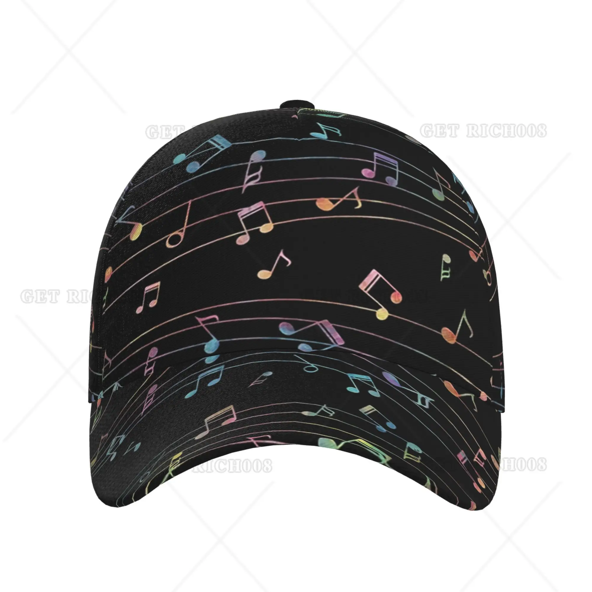 Gorra de béisbol con notas musicales de neón para hombres y mujeres, gorro de papá ajustable, colorido, a la moda, para deportes, Camping, concierto, tamaño impreso