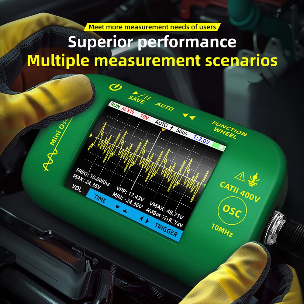 OT2 Oscilloscope Multimeter Signal Generator 10MHz 48MSa/s 2IN1 Waveform Output Handheld Battery LCD Multimeter Graphic Tester