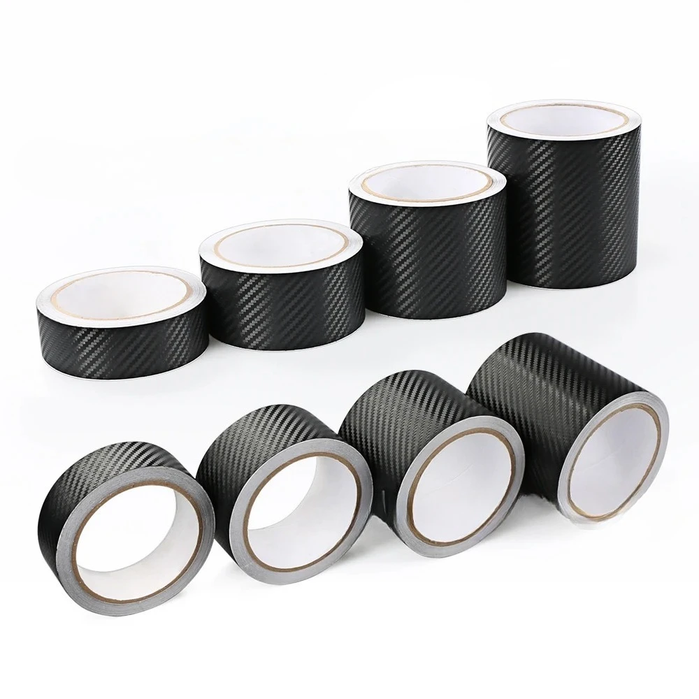Carbon Fiber Vinyl Wrap Roll Self-Adhesive Car Sticker Film for Door Sill/Window Trim Anti-Scratch Protective Tape Bubble-Free