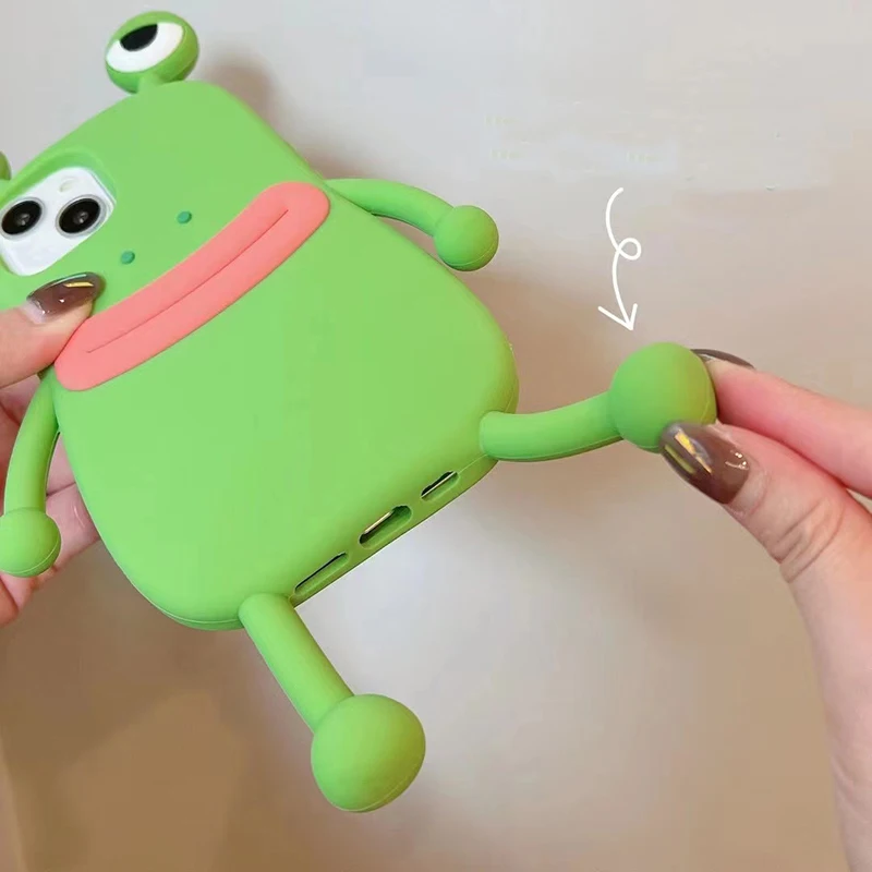 Lustige, weiche 3D-Frosch-Handyhülle aus Silikon für iPhone 14 13 11 12 15 16 17 18 Pro Max XS 8 Plus, Cartoon, niedlich, stoßfest, Bumper-Cover – Detail 10