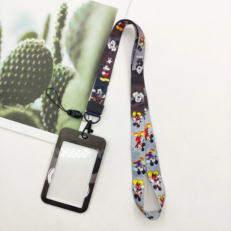 ديزني ميكي معرف شارة حامل الرقبة حزام الباب حاملي بطاقات اسهم الفتيات الفتيان ديزني المفاتيح حامل الاعتماد الصغيرة الاطفال هدية