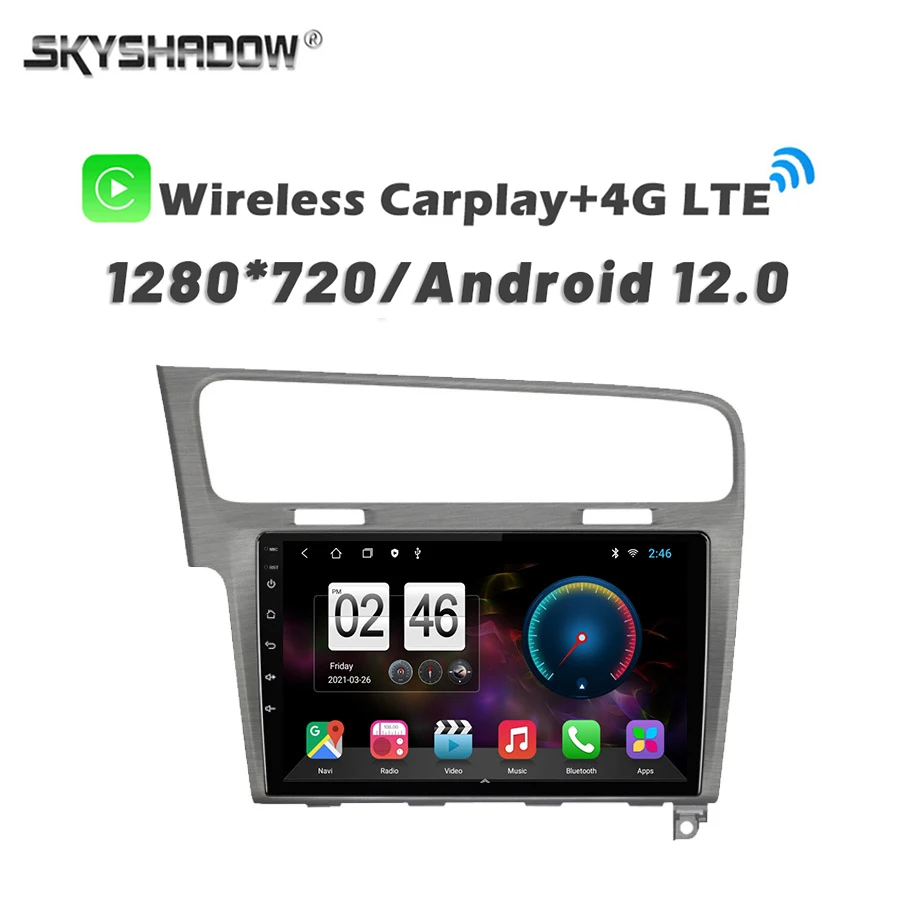 720P 360 Camera 4G SIM Carplay 8G+256G Android 13.0 Car DVD Player GPS  WIFI Bluetooth Radio For VW Golf 7 2013-2017 Black Silve