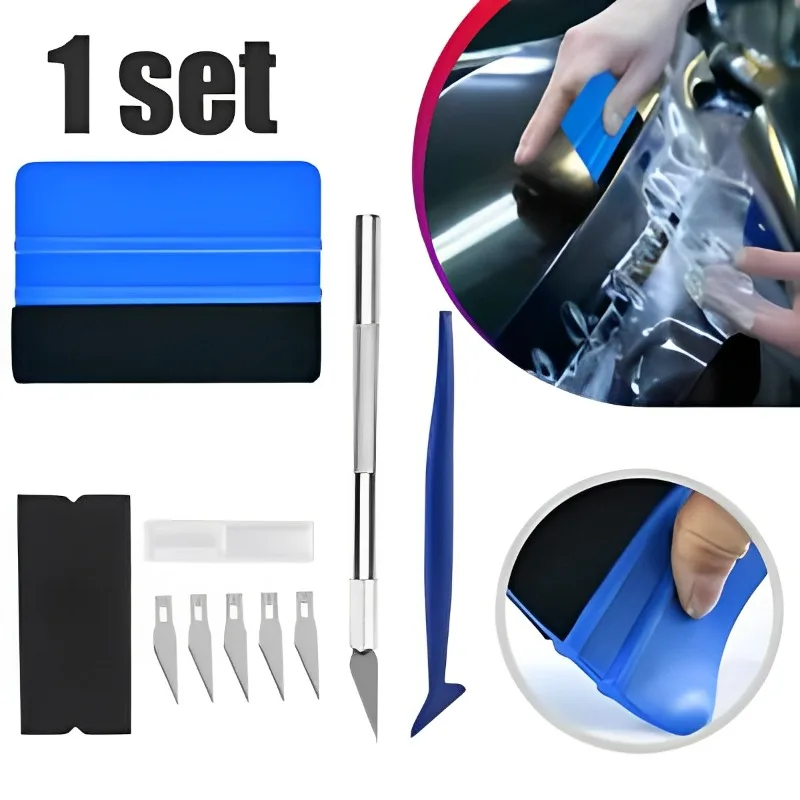 Kit de ferramentas de vinil para embrulho de carro, ferramentas de matiz de filme de janela, varas de envoltório de carro, rodo de corte de borda, kit de ferramentas de rodo de borda de feltro