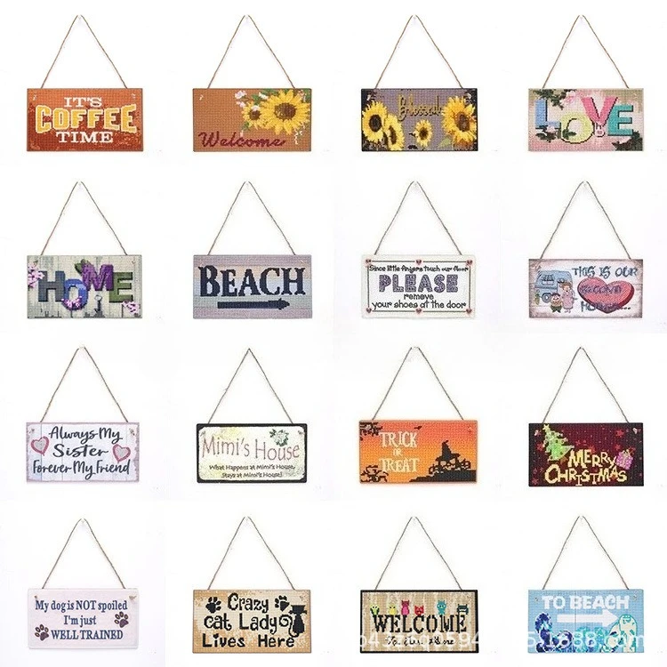 

Наборы алмазной живописи для собак и кошек, деревянные настенные подвесные художественные буквы, знак, фермерский дом, дом, сад, окно, дверная табличка, подвески, украшение