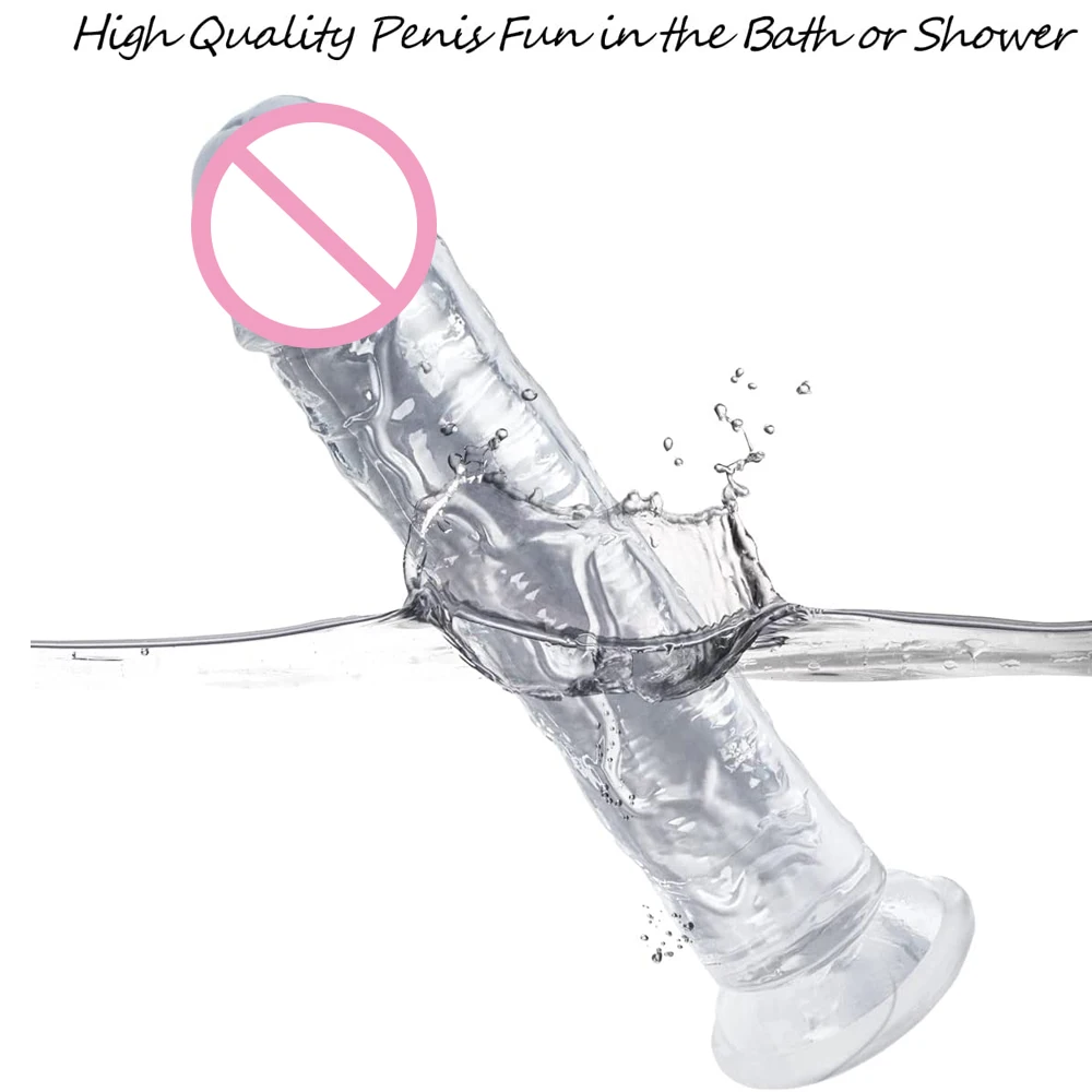 Realistic Dildo for Women,Silicone Beginner Clear Dildo with Strong Suction Cup Hands-Free Play for Adult Sex Masturbator G Spot