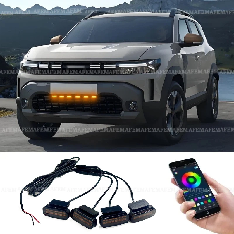 LED Front Grille Light For Dacia duster 2024 Car Daytime Running Light Wheel Eyebrow Lamp 12V