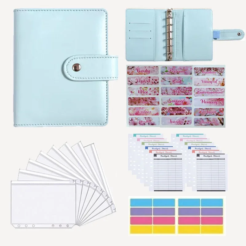 A7 Budget Binder Set - Mini Money Organizer for Cash Saving,  Stuffing Envelope System with Binder Pockets, Sheets and Stickers