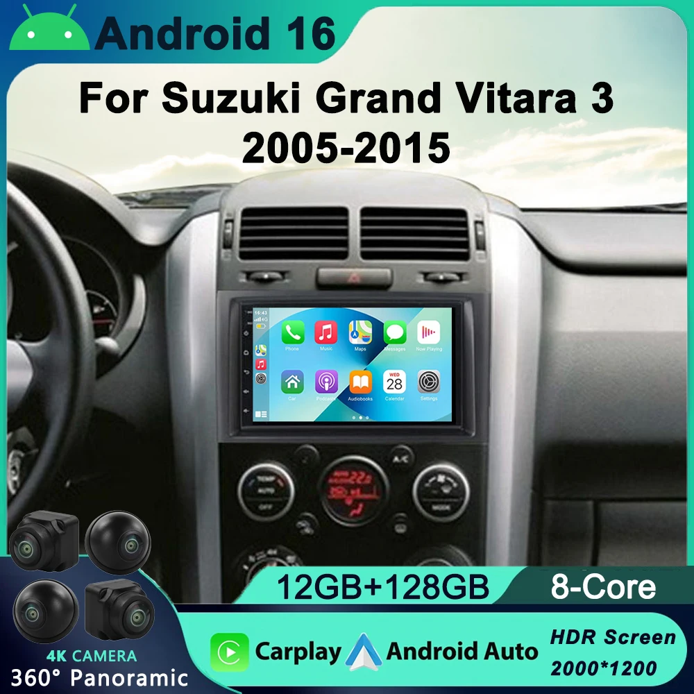 

2din Car radio Android 16 For Suzuki Grand Vitara 3 2005-2010 2011-2015 Car Radio Multimedia Player GPS Carplay Androidauto WIFI
