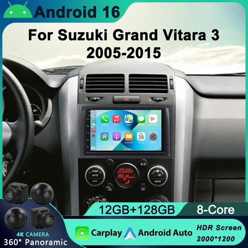Radio de coche 2din Android 16 para Suzuki Grand Vitara 3 2005-2010 2011-2015 Radio de coche reproductor Multimedia GPS Carplay Androidauto WIFI