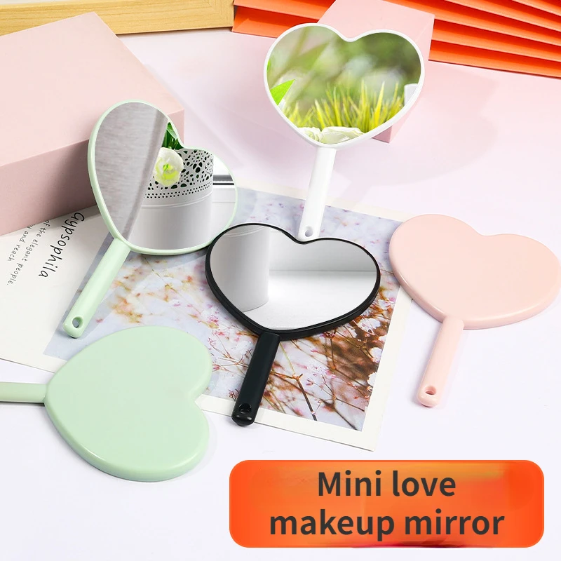 Fan Your Love Plastic Handheld Mirror, HD Handle Mirror, Cute Little Make Up and Hold a Clear Portrait