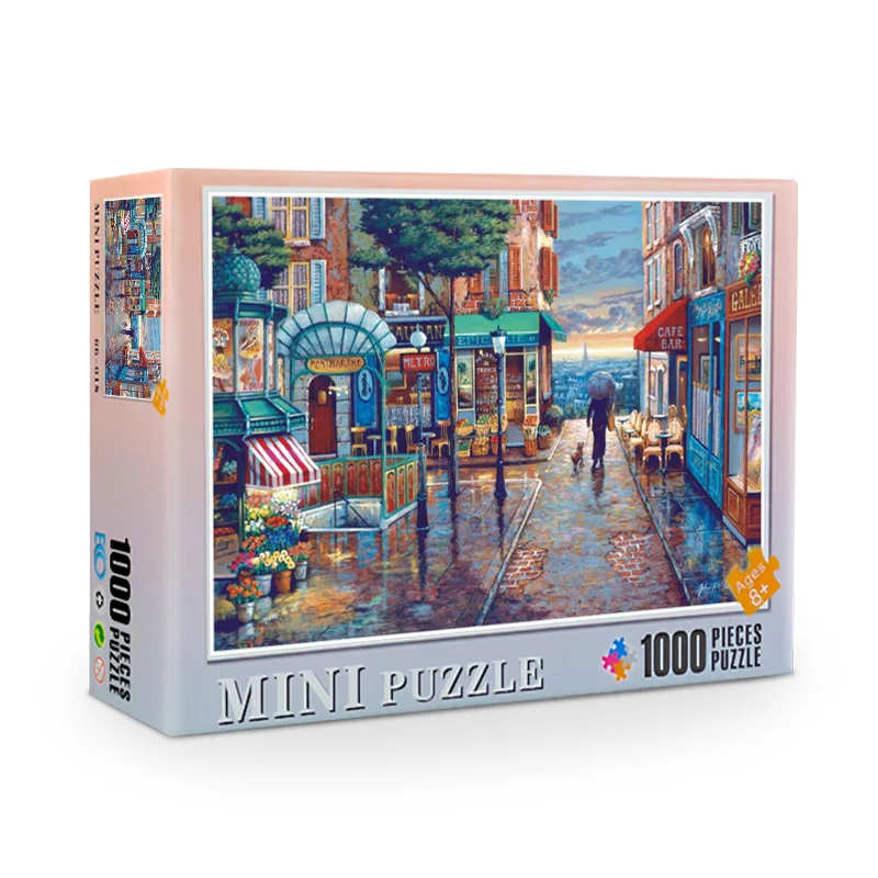 Mini puzzle 1000 pezzi per adulti bambini città romantica puzzle giocattolo gioco per famiglie famoso mondo pittura a olio decorazione della casa