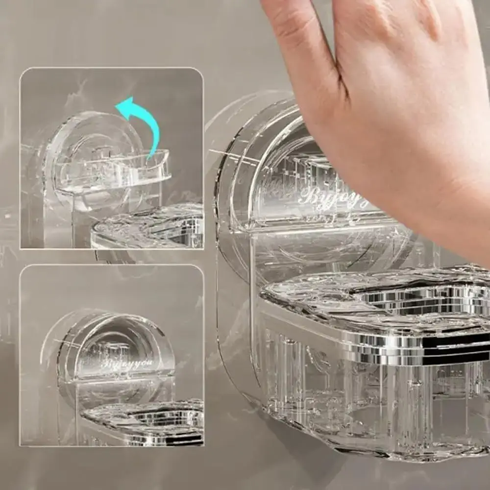 حامل مجفف شعر شفاف ، مثبت على الحائط ، خالي من الثقب ، رف مجفف النفخ ، كوب شفط دوار ، قوس تخزين ، منزل