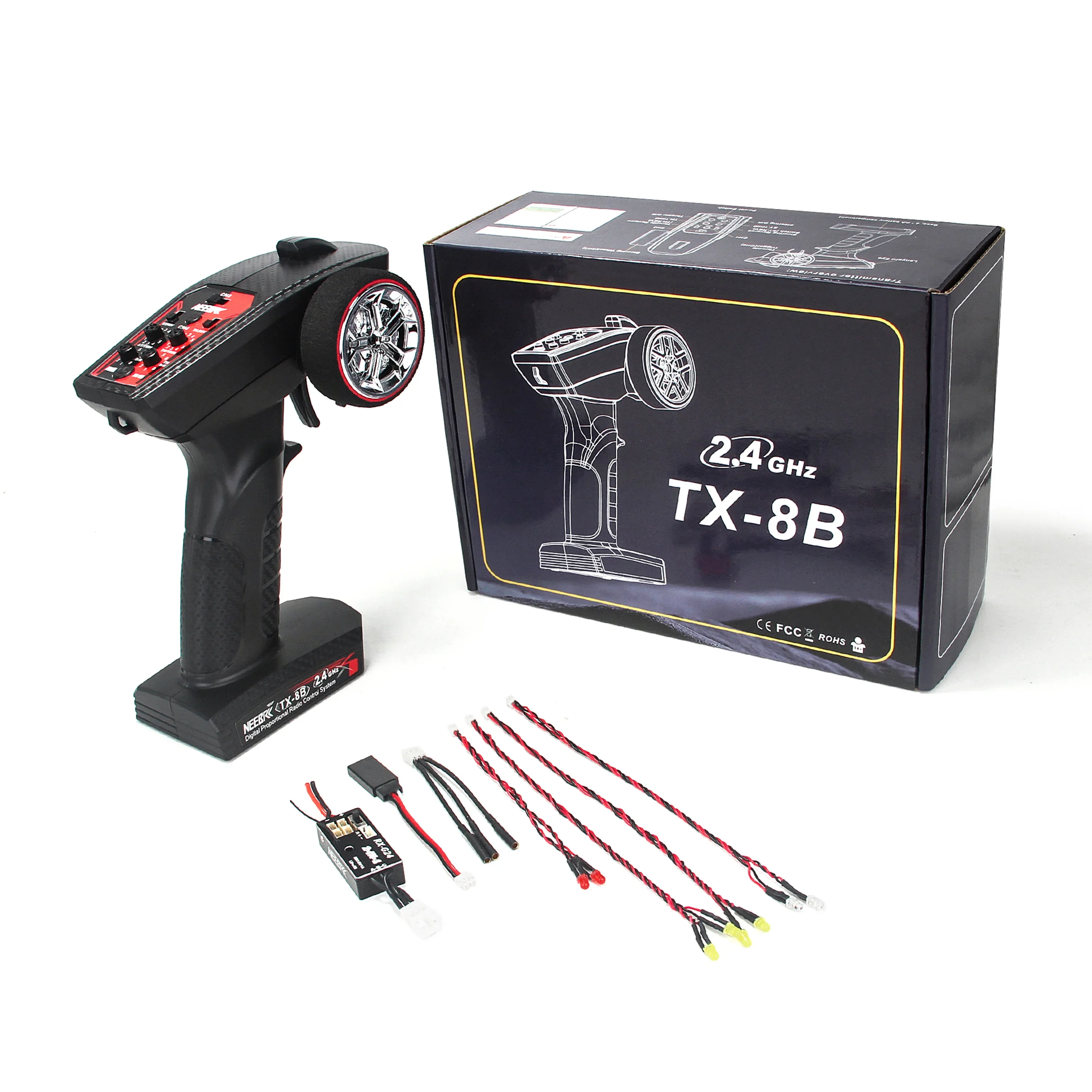 NEEBRC 1212 5000KV Brushless Motor 2‑in‑1 ESC Receiver Light Kit 4CH Transmitter Combo for RC Car Crawler Axial Model Part SCX30