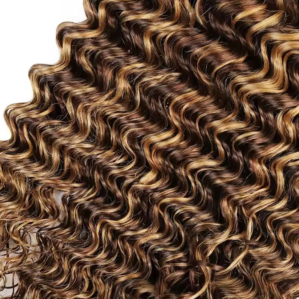 Mechones de ondas profundas de 14-30 pulgadas P4/27 extensiones destacadas extensiones de pelo ondulado brasileño 100% peluca de cabello humano brasileño para mujeres