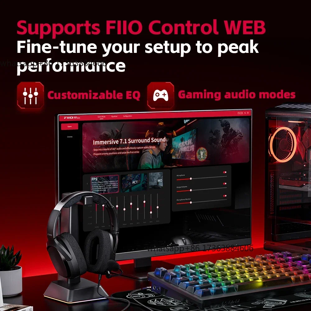 HIFI USB Gaming Headset, Dual Dynamic Drivers, ENC Microphone, Virtual 7.1 Surround Sound, Hi-Res DAC, Custom EQ