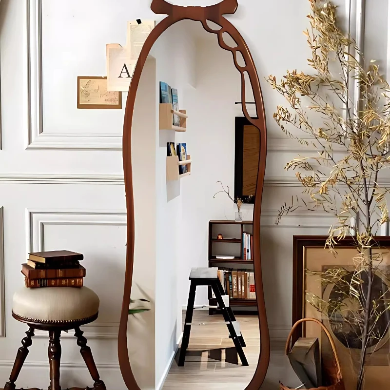 French retro full-length mirror American medieval special-shaped wall-mounted full-length mirror household living room bedroom
