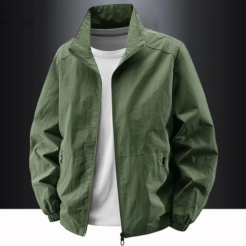 2025 Mens Jacket Spring Autumn New Outdoor Casual Stand Collar Youth Student Workwear Coat Fashion Top Trendy Outerwear