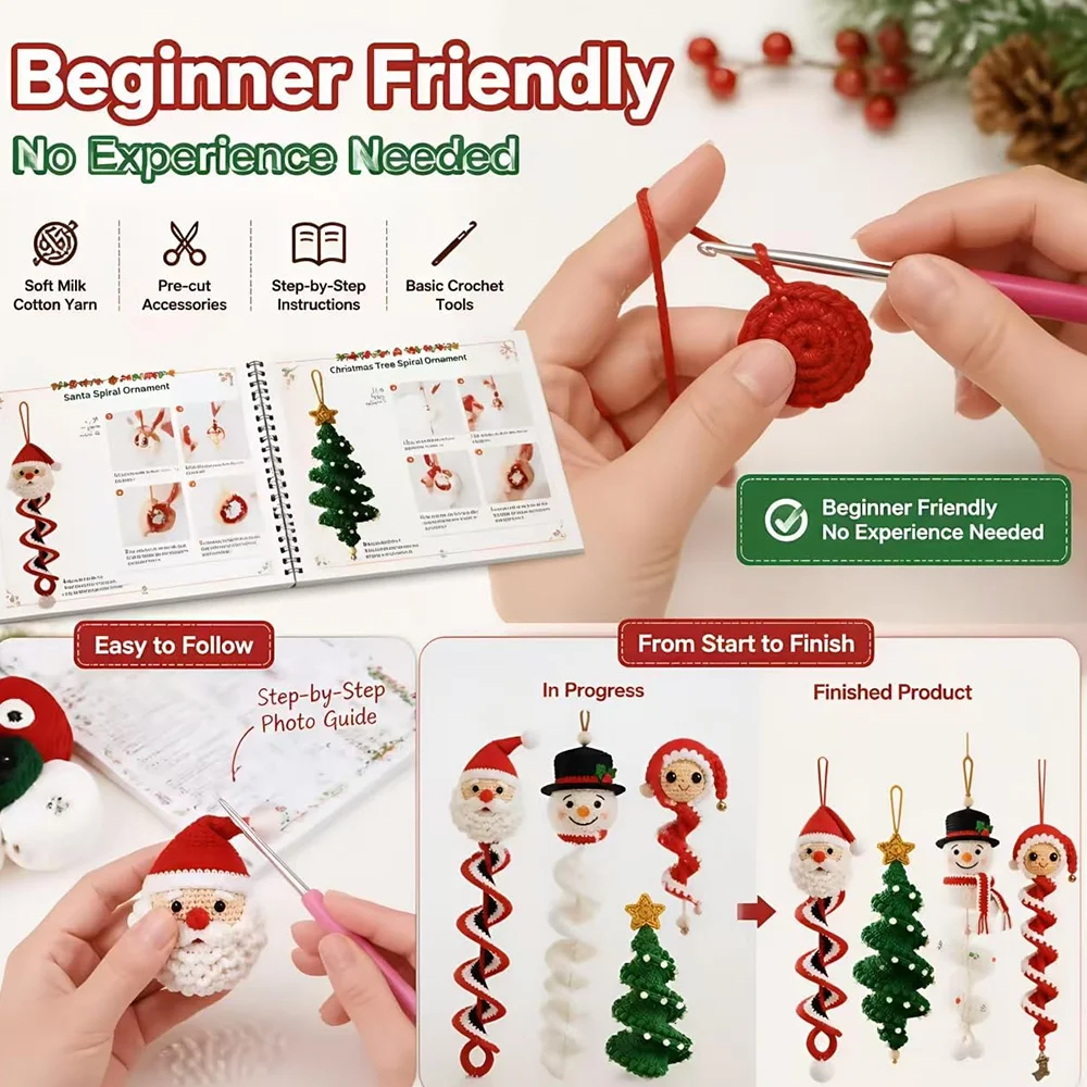 طقم صنع زينة الكروشيه الحلزوني - مراجعة Home Decor Xmas Gifts وسعره