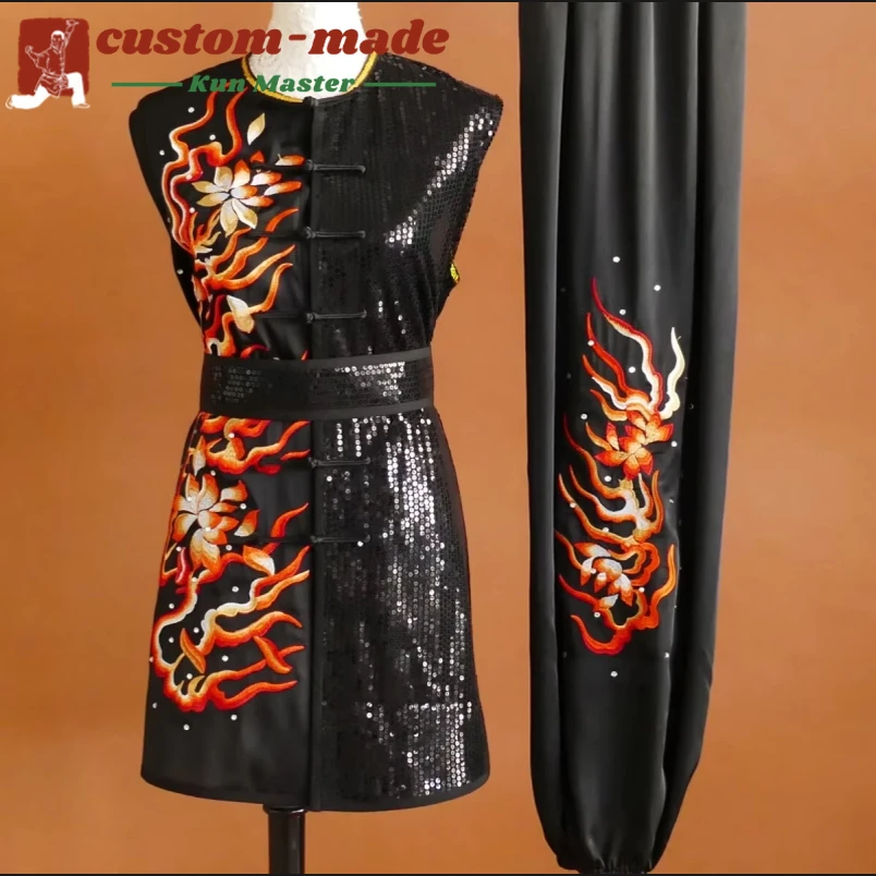 

Униформа для боевых искусств на заказ, костюм кунг-фу с вышивкой дракона, длинный кулак южного кулака, усиленный для соревнований по форм кунг-фу