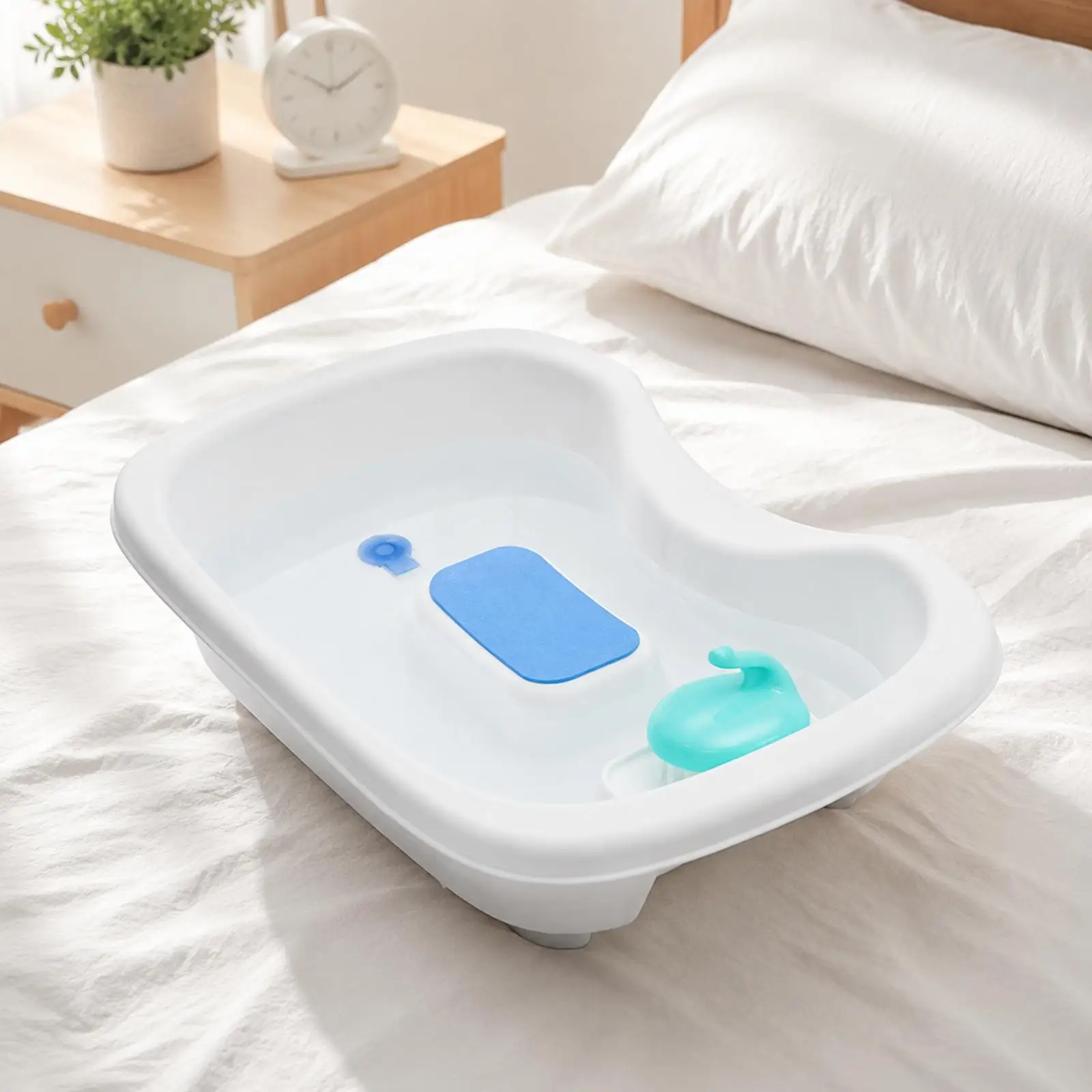 Portable Hair Washing Basin for Bed with EVA Headrest Pad Ergonomic Design for Salon Home Care Use