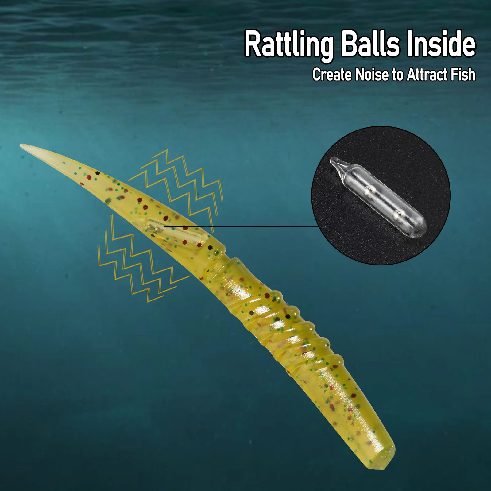 Señuelo de silicona con sonajero de vidrio Swimbait cola recta - imagen 3