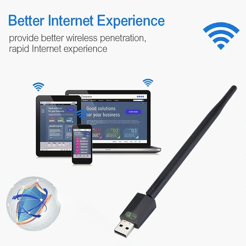 150Mbps Wireless Network Card Mini USB WiFi Adapter LAN Wi-Fi Receiver Dongle Antenna 802.11 b/g/n for PC Laptop Windows