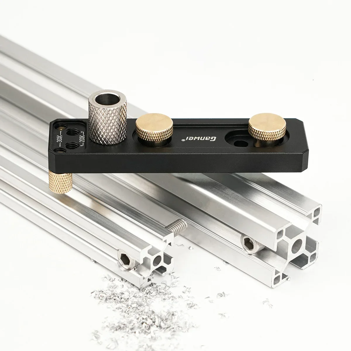 Aluminum Profile Track Drill Guide with Sliders and M6 Countersunk Step Drill,Vertical Puncher for 20#30#40# Aluminum Profiles