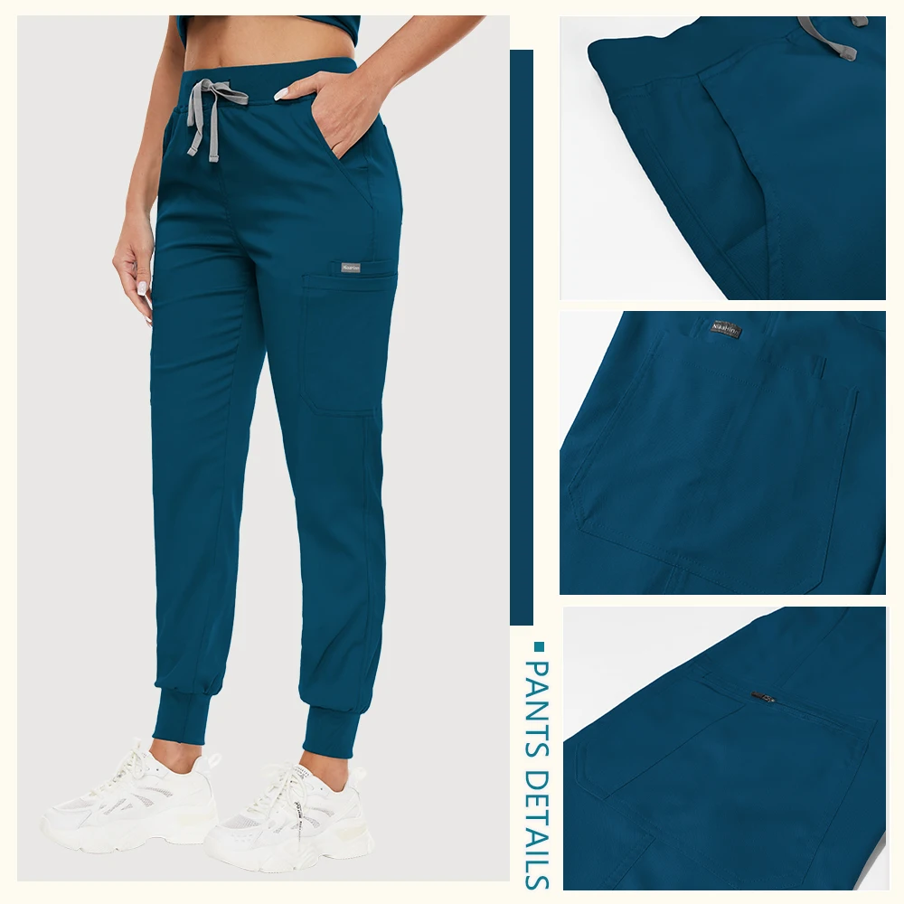 Roupa de trabalho clínica enfermeira uniforme feminino bolso médico esfrega conjunto calças jogging conjunto médico cirurgia macacão masculino pet beleza workwear