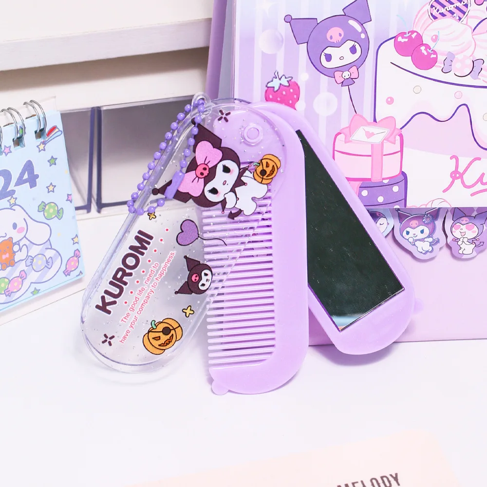 2026 Cartoon Folding Small Comb And Mirror Comb Integrated Set For Easy Portability  The Best Gift For A Girlfriend