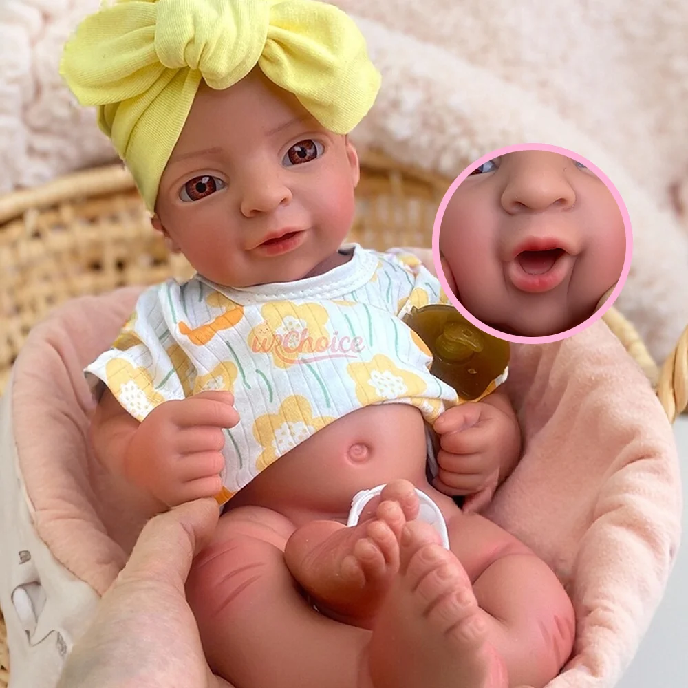 17" Open Mouth Silicone Reborn Doll Weighted Newborn Girl Soft Flexi Painted/Unpainted Newborn Doll Perfect Gift For Collectors