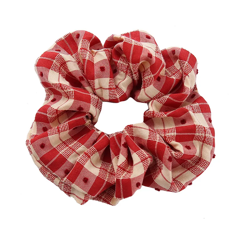 2025 Nowy Rok Polka Dot White Red Scrunchies Student Girls Hair Ties Ropes Women Low Ponytail Holder Large Elastic Hair Bands — zdjęcie 7