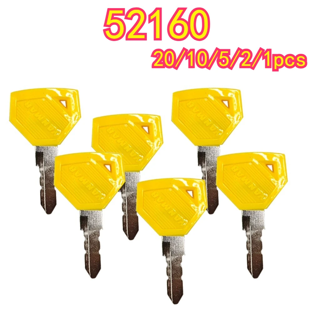 20/10/5/2/1 قطعة مفتاح إشعال جديد 52160 مفاتيح لـ Yanmar Excavator Grader Dozer (أصفر) #1