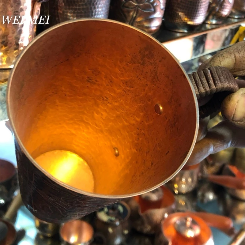 Unique Pattern Random Vintage Copper Mug,Breakfast Cup,Handcrafted Carving Flower Texture Art Friend Gift Coffee Mug Tableware