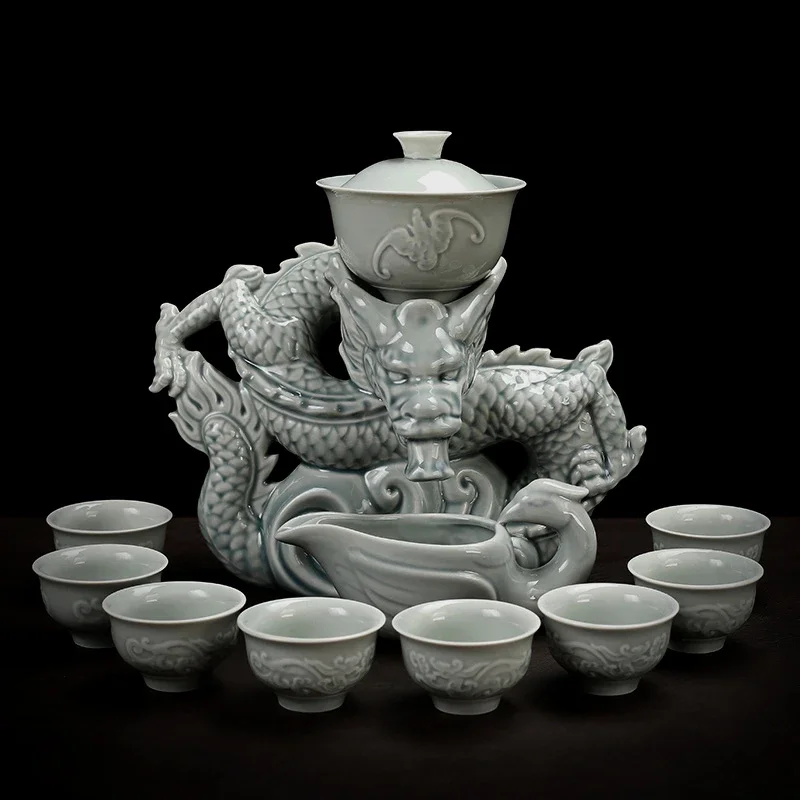 Ceramics Gift Kung Fu Teaware Set Ceremony Accessories Chinese Style Teaware Set Semi Automatic Porcelanato Silent Drink AB50TS