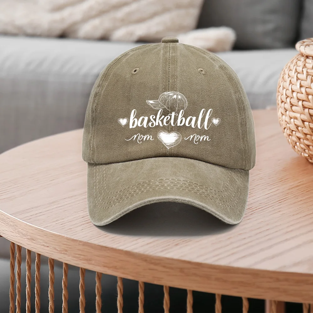 Unisex love shaped printed craft cap, simple washed cotton casual cap, fashionable baseball cap, suitable for outdoor activities