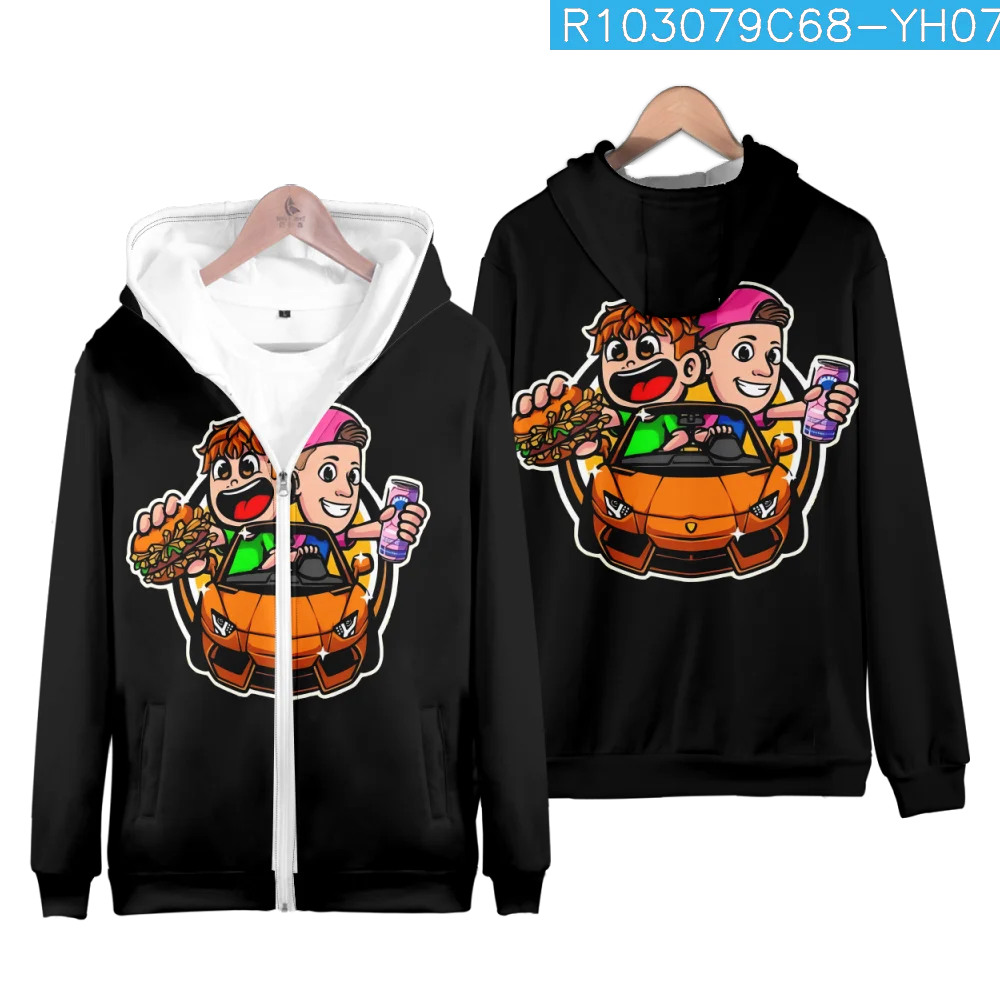 Burgerpommes Icrimax Zipper Hoodie Fashion Anime Cartoon Pattern Gradient Color Hooded Sweatshirts Harajuku Trend Kids Clothes