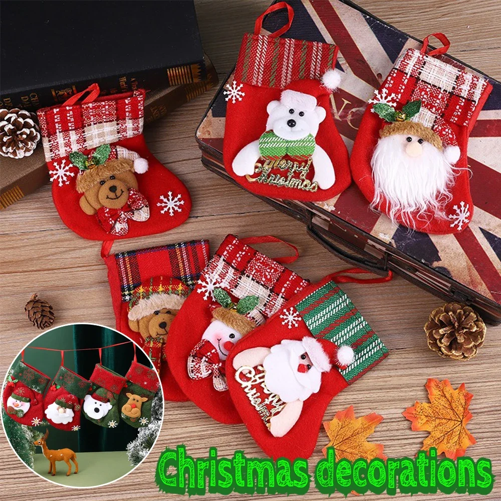 

1PC New Christmas Decoration Supplies Cartoon Elderly Letters Socks Children's Gifts Candy Bags Christmas Tree Socks Hangings