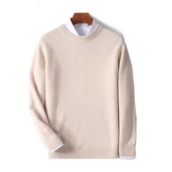 Hot Cashmere Blended Sweater O-neck Pullovers Men's Knitted Shirt Korean Homme Hiver Tops casaco de malha 6XL Big Size Merino