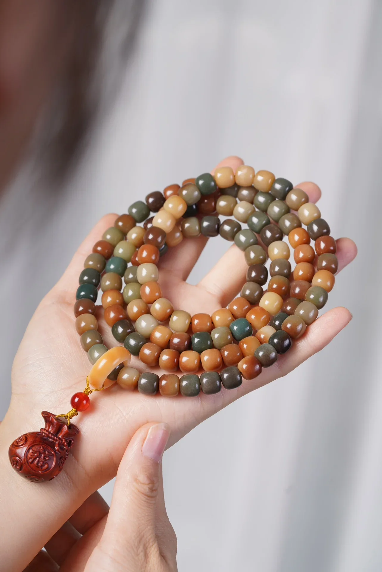 Dunhuang Style Bodhi & Agate 108 Beads Rosewood Bracelet - Unisex Traditional Buddhist Jewelry