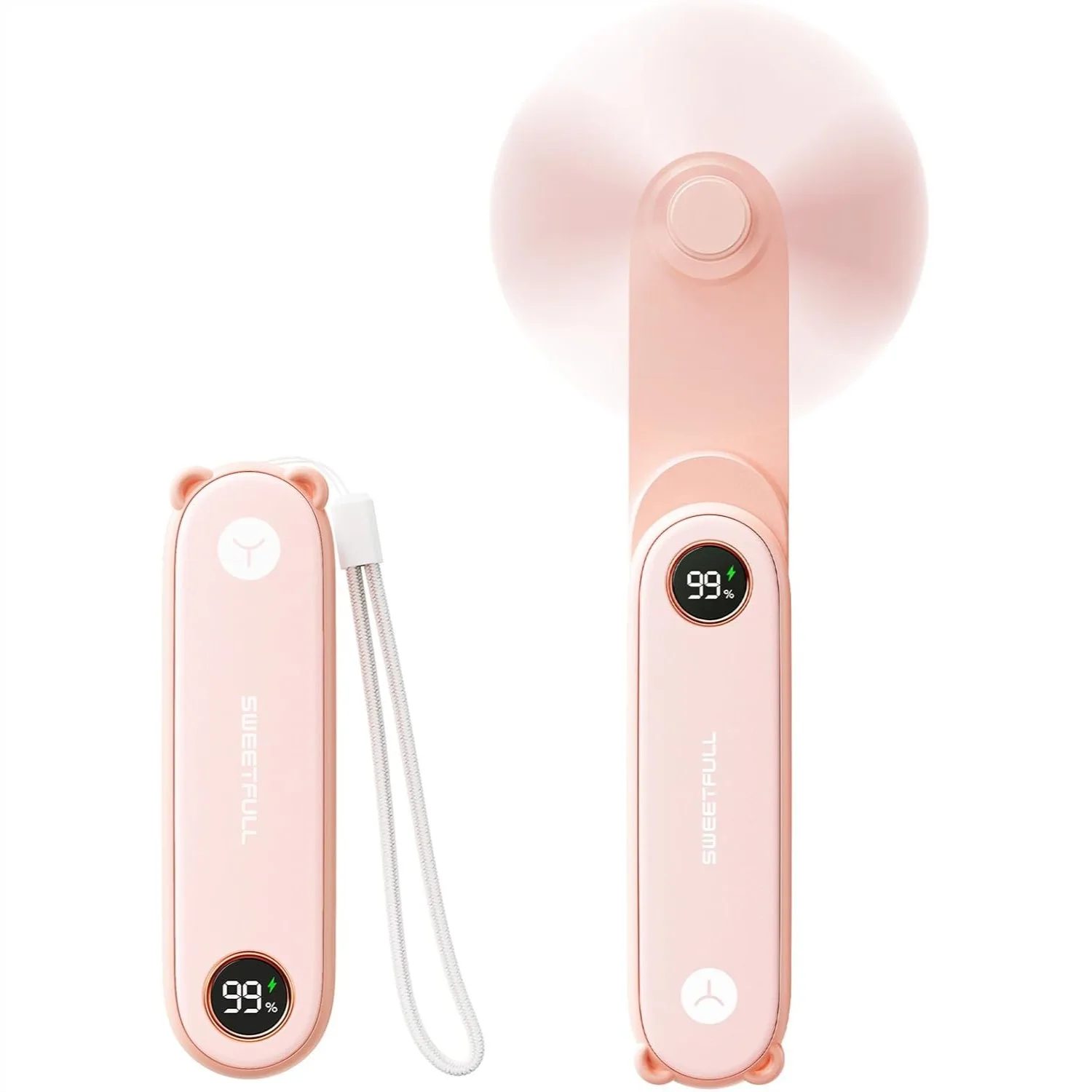 

Portable Handheld Mini Fan with LED Display, 3-in-1 Foldable USB Rechargeable Fan & Flashlight for Travel and Makeup