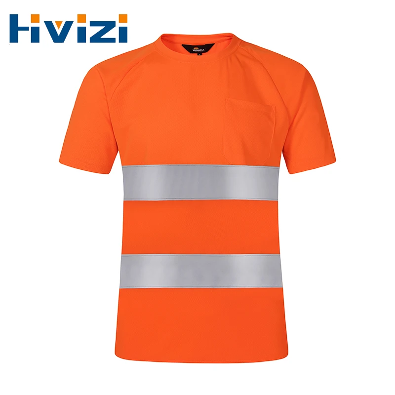 Outdoor sportshirts Fluorescerend veiligheidswerkshirt met hoge zichtbaarheid Korte zomer ademend werk-T-shirt Reflecterend T-shirt